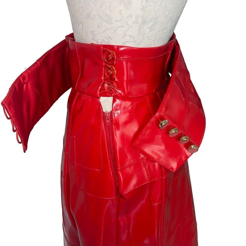 Ronald Amey Vintage Womens Skirt and Top Set Size XS Red Pockets Couture Wool - Picture 4 of 10
